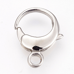 Stainless Steel Color 304 Stainless Steel Lobster Claw Clasps, Stainless Steel Color, 16.5x13x3.5mm, Hole: 2.5mm