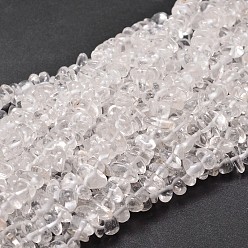 Quartz Crystal Natural Quartz Crystal Chip Beads Strands, Rock Crystal Beads, 5~14x4~10mm, Hole: 1mm, about 15.5 inch~16.1 inch