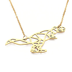 Golden 201 Stainless Steel Pendant Necklaces, with Cable Chains, Dinosaur, Golden, 17.7 inch(45cm), 2mm, Dinosaur: 23x52x1mm