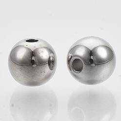 Platine Ccb perles en plastique, pour le bricolage fabrication de bijoux, ronde, platine, 8x7mm, Trou: 1.6mm, environ1900 pcs / 500 g.