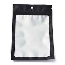 Noir Sac de fermeture à glissière en plastique, sacs de rangement de couleur dégradée, sac auto-scellant, joint haut, avec fenêtre et trou de suspension, rectangle, noir, 18x12x0.25 cm, épaisseur unilatérale : 3.9 mil(0.1mm), 95~100 pcs /sachet 