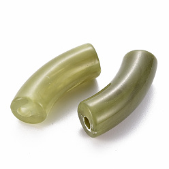 Olive Perles acryliques, pierre d'imitation, tube incurvé, olive, 36x13.5x11.5mm, Trou: 4mm, environ148 pcs / 500 g