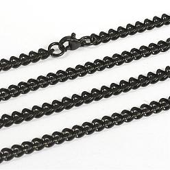 Electrophoresis Black 304 Stainless Steel Necklaces, Curb Chain Necklaces, with Lobster Claw Clasps, Faceted, Electrophoresis Black, 29.5 inch(74.9cm), 4.5mm