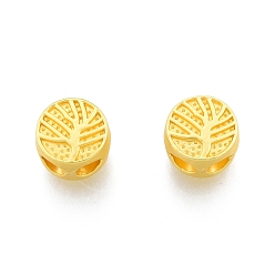 Matte Gold Color Alloy Beads, Flat Round with Tree of Life, Matte Gold Color, 8.5x5.5mm, Hole: 2.5x3mm