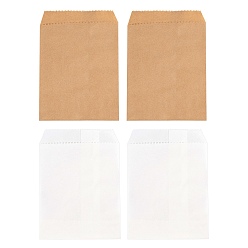 None Pattern 100Pcs 2 Colors White & Brown Kraft Paper Bags, No Handles, Food Storage Bags, 18x13cm, 50pcs/color