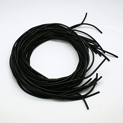 Черный Синтетический шнур резиновые бисером, круглый полый, чёрные, 4.0 мм, отверстие : 1.5 мм, около 1.09 ярдов (1 м) / прядь