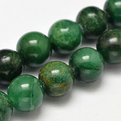 African Jade  Natural African Jade Beads Strands, Round, 4mm, Hole: 1mm, about 92pcs/strand, 15.5 inch