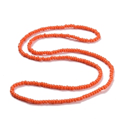 Orange Red Waist Beads, Glass Seed Beaded Stretch Waist Chain for Women, Orange Red, 31-1/2 inch(80cm), Beads: 5mm