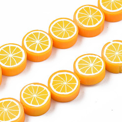 Orange Polymère main brins d'argile de perles, tranche de citron, orange, 8~10x3.5~4.5mm, Trou: 1.6mm, Environ 38~40 pcs/chapelet, 13.98 pouces ~ 15.55 pouces (35.5~38 cm)