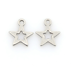 Stainless Steel Color 304 Stainless Steel Charms, Star Pendants, Stainless Steel Color, 11x10x1mm, Hole: 1mm