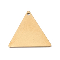 Oro Revestimiento iónico (ip) 304 colgantes de acero inoxidable, banco de estirar de doble lado, estampar etiqueta en blanco, triángulo, dorado, 25x25x1 mm, agujero: 1.6 mm