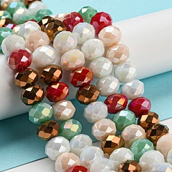 Vert Pâle Chapelets de perles en verre, facette, rondelle, vert pale, 8x6mm, Trou: 1mm, Environ 65~68 pcs/chapelet, 15.7~16.1 pouce (40~41 cm)