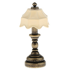 Bronce Antiguo Adornos de lámpara de mesa de aleación en miniatura, accesorios de casa de muñecas micro paisaje hogar, simulando decoraciones de utilería, Bronce antiguo, 40 mm