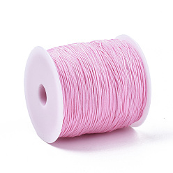 Бледно-Розовый Нейлоновая нить, китайский вязать шнур, розовый жемчуг, 1 мм, около 284.33 ярдов (260 м) / рулон
