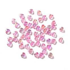 Бледно-Розовый Экологически чистые прозрачные пластиковые бусины, аб цветной, сердце, розовый жемчуг, 6x6x3 мм, отверстие : 1.2 мм, Около 8300 шт / 500 г