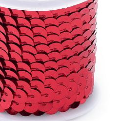 Красный Бусины с пайеткой из экологически чистого пластика, блестки бисер, Аксессуары для орнаментов, плоско-круглые, красные, 6 мм, около 5 м / рулон