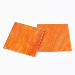 Orange Feuilles de verre de variété, grands carreaux de mosaïque en verre cathédrale, pour l'artisanat, orange, 105~110x105~110x2.5mm