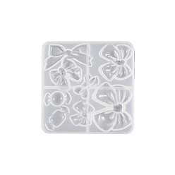 Blanc Moules en silicone bricolage en forme de nœud papillon/bonbon, moules de résine, pour la résine UV, fabrication artisanale de résine époxy, blanc, 82x82x8mm