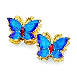 Butterfly Brass Enamel Beads, Golden, Butterfly, 11.8x10.9mm, Hole: 1.3mm