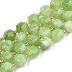 Light Green Natural Dolomite Beads Strands, Faceted, Dyed, Round, Light Green, 10.5x9.5mm, Hole: 1.2mm, about 31pcs/strand, 15.04 inch~15.35 inch(38.2cm~39cm)