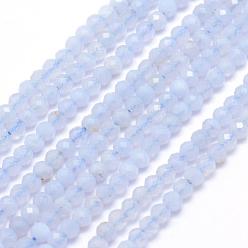 Agate Blue Lace Naturelles agate bleue de lacet brins de perles, facette, ronde, 2.5~3mm, Trou: 1mm, Environ 113 pcs/chapelet, 15.35 pouce (39 cm)