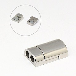 Stainless Steel Color 304 Stainless Steel Magnetic Clasps with Glue-in Ends, 18x12x6mm, Hole: 3mm