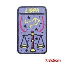 Libra Rectangle with Constellation Computerized Embroidery Cloth Iron on/Sew on Patches, Costume Accessories, Libra, 78x50mm