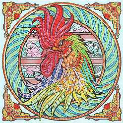 Rooster DIY Diamond Painting Kits, Including Resin Rhinestones Bag, Diamond Sticky Pen, Tray Plate and Glue Clay, Rooster, 400x300mm