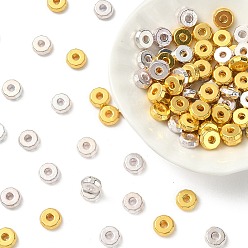 Doré & D'argent 100 pcs 2 couleurs perles d'espacement en alliage de style tibétain, rondelle, or et argent, 8x3mm, Trou: 2mm, 50 pcs / couleur