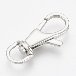 Stainless Steel Color 304 Stainless Steel Swivel Lobster Claw Clasps, Swivel Snap Hooks, teardrop, Stainless Steel Color, 35x16.5x6.5mm, Hole: 6x8mm