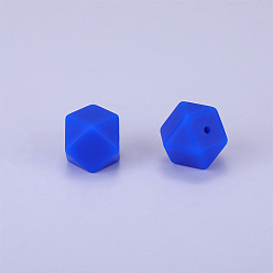 Полуночно-синий Шестиугольные силиконовые бусины, жевательные бусины для чайников, DIY уход за ожерельем, темно-синий, 23x17.5x23 мм, отверстие : 2.5 мм