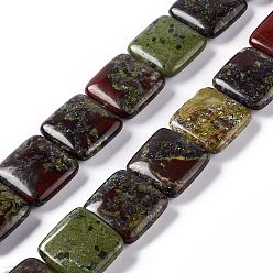 Dragon Blood Natural Dragon Blood Beads Strands, Square, 19.5~20x19.5~20x6.5~7mm, Hole: 1.2mm, about 20pcs/strand, 15.59''~15.91''(39.6~40.4cm)