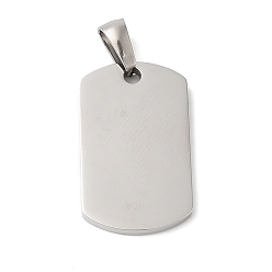 Stainless Steel Color 304 Stainless Steel Pendants, Rectangle Charm, Stainless Steel Color, 25x15x2mm, Hole: 7.5x3.5mm