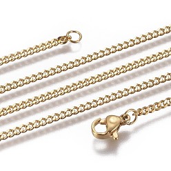 Golden 304 Stainless Steel Curb Chain Necklaces, with Lobster Claw Clasp, Golden, 19.68 inch(50cm)