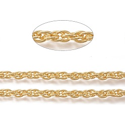 Real 18K Gold Plated Brass Rope Chains, with Spool, Long-Lasting Plated, Unwelded, Real 18K Gold Plated, 10x7x2mm, about 16.4 Feet(5m)/roll