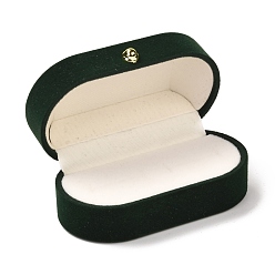 Verde Oliva Oscura Caja de anillos de pareja de terciopelo rectangular, con tapa abatible, para el empaquetado del regalo de la exhibición del organizador del almacenamiento de la joyería, verde oliva oscuro, 7.5x4.4x3.4 cm