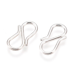 Silver 304 Stainless Steel S-Hook Clasps, Silver, 13x7x1mm, Hole: 6x4mm