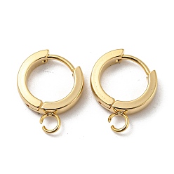 Real 24K Gold Plated 201 Stainless Steel Huggie Hoop Earrings Findings, with Vertical Loop, with 316 Surgical Stainless Steel Earring Pins, Ring, Real 24K Gold Plated, 13x3mm, Hole: 2.7mm, Pin: 1mm