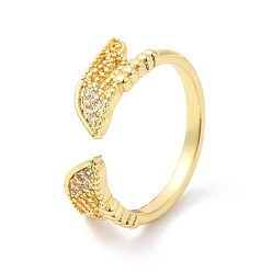 Настоящее золото 16K Прозрачные крылышки из кубического циркония, открытые манжеты, кольца, украшения из латуни для женщин, реальный 16 k позолоченный, внутренний диаметр: 17 мм