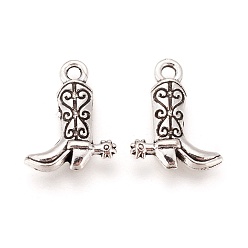 Antique Silver Tibetan Style Alloy Cowboy Boot Charms, Cadmium Free & Lead Free, Antique Silver, 16.5x13x3mm, Hole: 2mm, about 980pcs/1000g