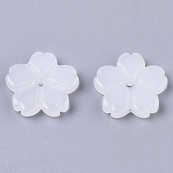Mint Cream Imitation Jade Glass Beads, Flower, Mint Cream, 11.5x12x2.5mm, Hole: 0.9mm