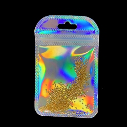 Разноцветный Прямоугольные лазерные пластиковые подарочные пакеты с замком-молнией, самозапечатывающиеся повторно закрывающиеся мешочки для хранения часов с ручкой-брелком, красочный, 11x7 см