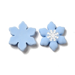 Light Blue Christmas Opaque Resin Cabochons, Snowflake, Light Blue, 22x20x5mm