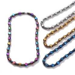 Couleur Mélangete Disque et losange et colonne collier de perles d'hématite synthétique avec fermoir magnétique pour hommes femmes, couleur mixte, 20.47 pouce (52 cm)
