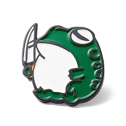Verde Pin de esmalte de rana, insignia de aleación animal para ropa de mochila, electroforesis negro, verde, 27x26x2 mm, pin: 1 mm