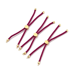 Rouge Violet Moyen Bracelets coulissants en corde milan torsadée à moitié finis, avec des extrémités de cordon en laiton de placage de rack et une boucle ouverte, sans cadmium et sans plomb, pour la fabrication de bracelets à breloques connecteurs, or, support violet rouge, 222~230x3mm