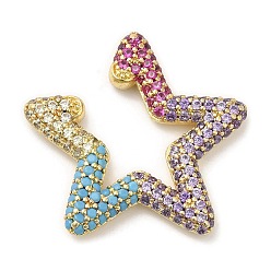 Real 18K Gold Plated Colorful Rhinestone Star Cuff Earrings, Rack Plating Brass No Piercing Earrings for Women, Lead Free & Cadmium Free, Real 18K Gold Plated, 24x25x3mm