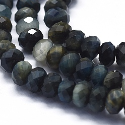 Tiger Eye Natural Blue Tiger Eye Beads Strands, Faceted, Rondelle, 6x4mm, Hole: 1mm, about 88pcs/strand, 15.35 inch(39cm)