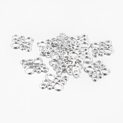 Platinum Tibetan Style Links connectors, Cadmium Free & Lead Free , Chinese knot, Platinum, 22x18.5x1mm, Hole: 2.5x3mm
