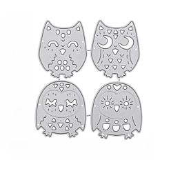 Stainless Steel Color Owl Pattern Carbon Steel Cutting Dies Stencils, for DIY Scrapbooking, Photo Album, Decorative Embossing Paper Card, Stainless Steel Color, 100x89mm